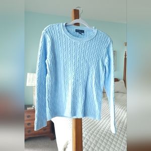 Karen Scott Corded Sweater | L | long sleeve | baby blue | 100% Cotton